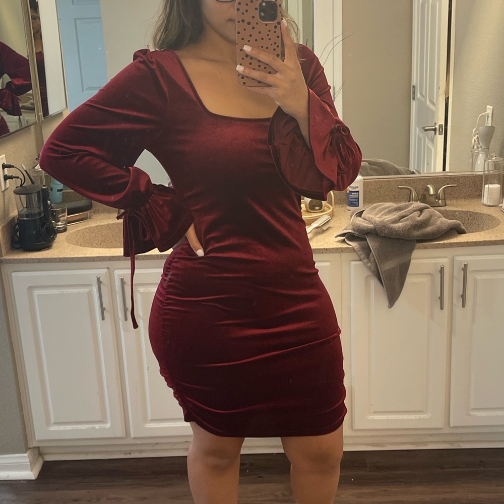 Red velvet dress
